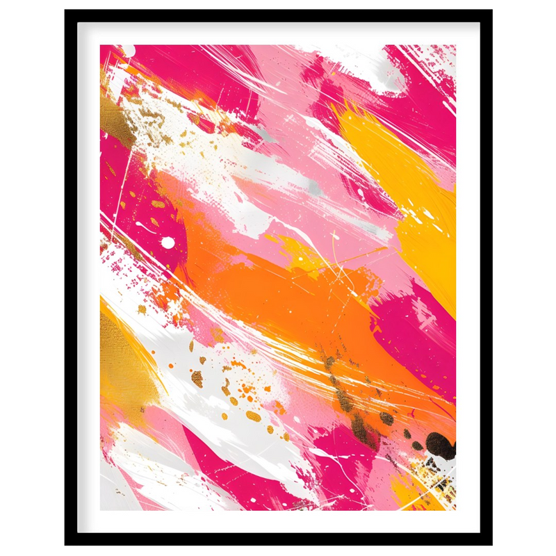 Pink and Gold Abstract Brushstroke Art