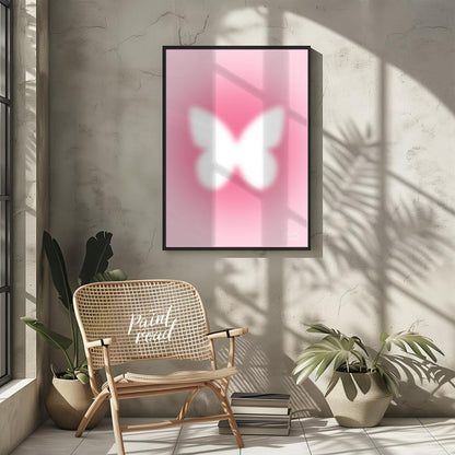 This ethereal and minimalist art print features a soft, glowing white silhouette of a butterfly, se… for other