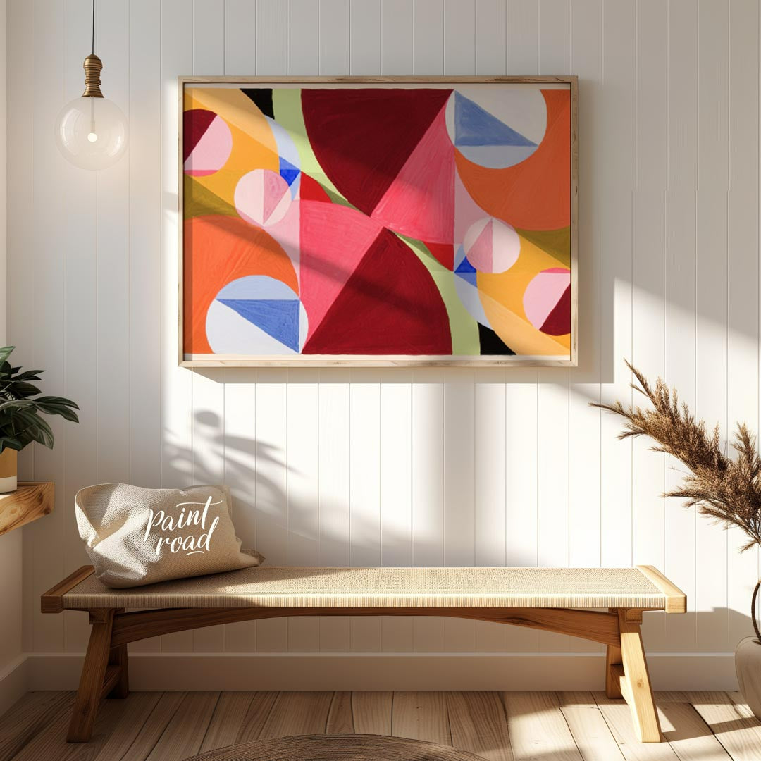 This charming and cheerful image features a dense, repeating pattern of stylized daisy flowers in v… for entryway