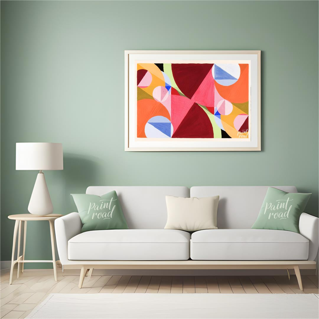 This charming and cheerful image features a dense, repeating pattern of stylized daisy flowers in v… for living room