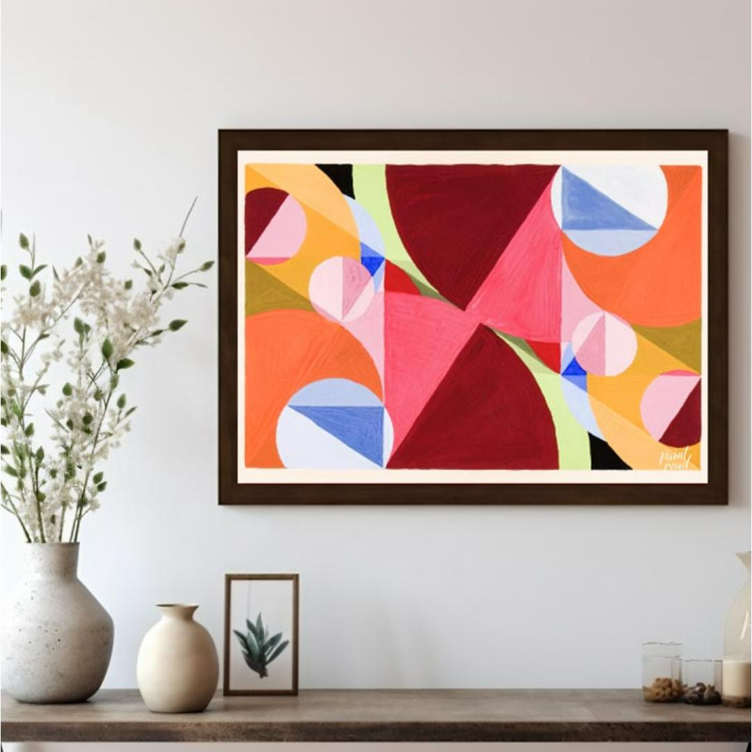 This charming and cheerful image features a dense, repeating pattern of stylized daisy flowers in v… for living room