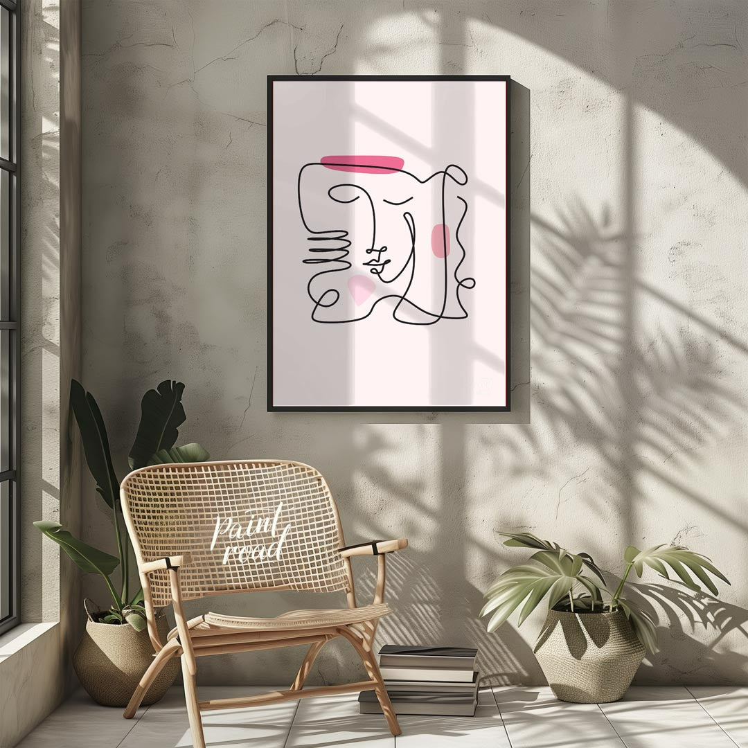 This elegant and minimalist art print features a captivating abstract face rendered through a conti… for other