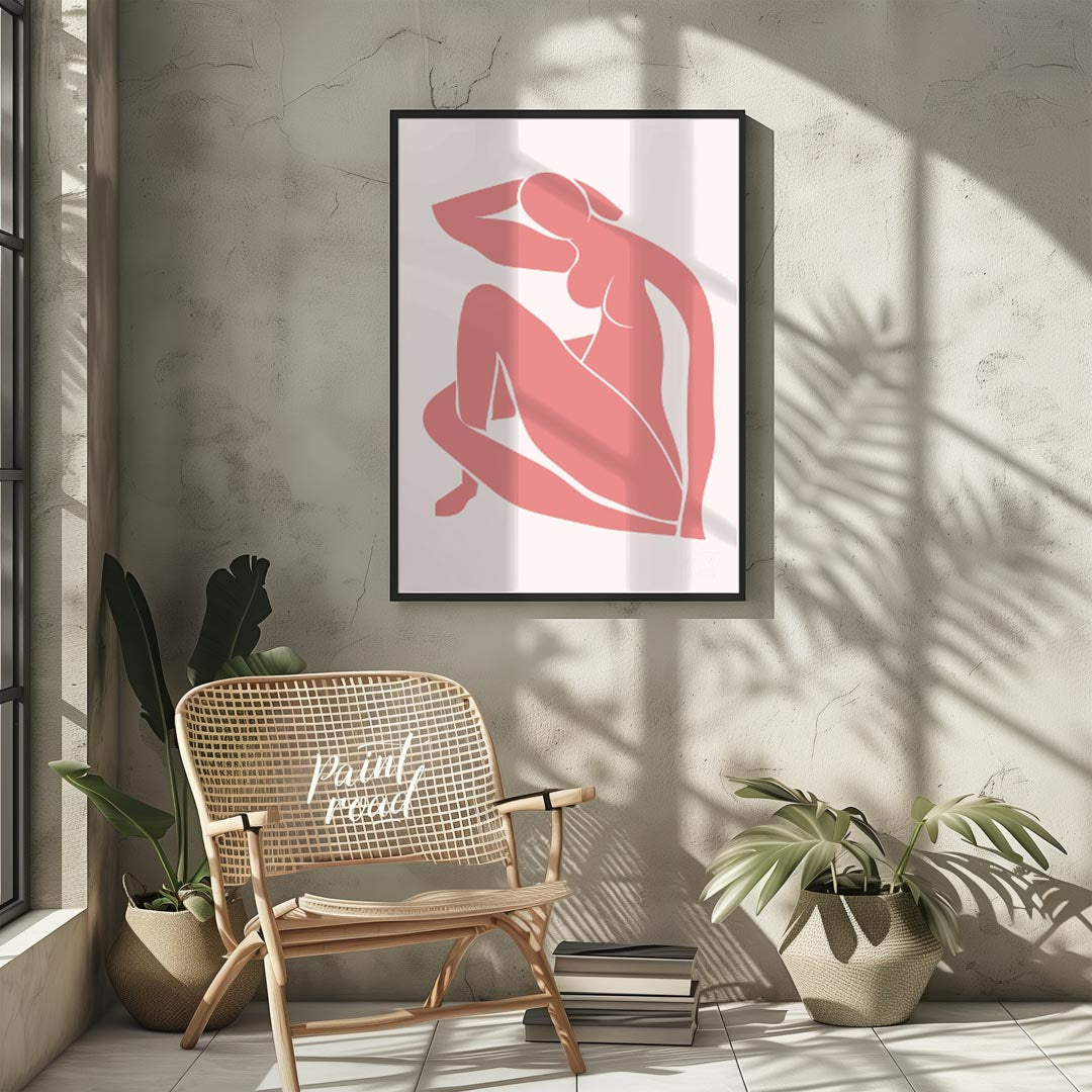 This minimalist and elegant artwork features a graceful silhouette of a female figure rendered in a… for living room