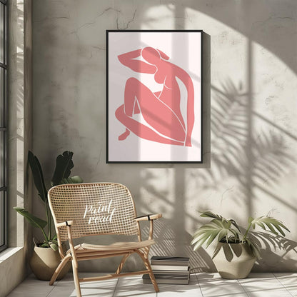 This minimalist and elegant artwork features a graceful silhouette of a female figure rendered in a… for living room