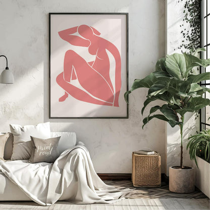 This minimalist and elegant artwork features a graceful silhouette of a female figure rendered in a… for living room