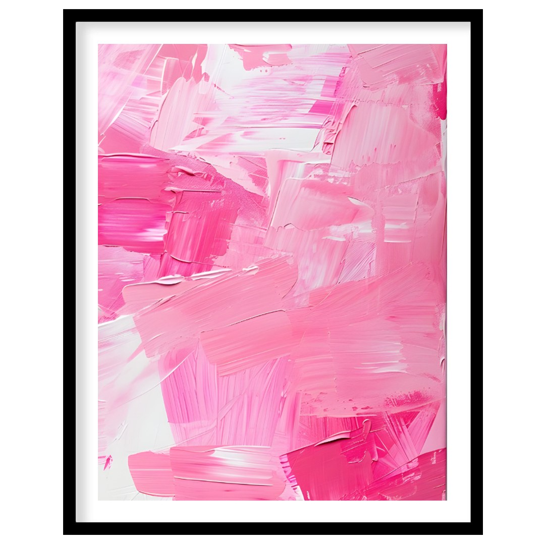 This abstract painting is a symphony of pink hues, rendered with bold, expressive brushstrokes. The… for sweet home