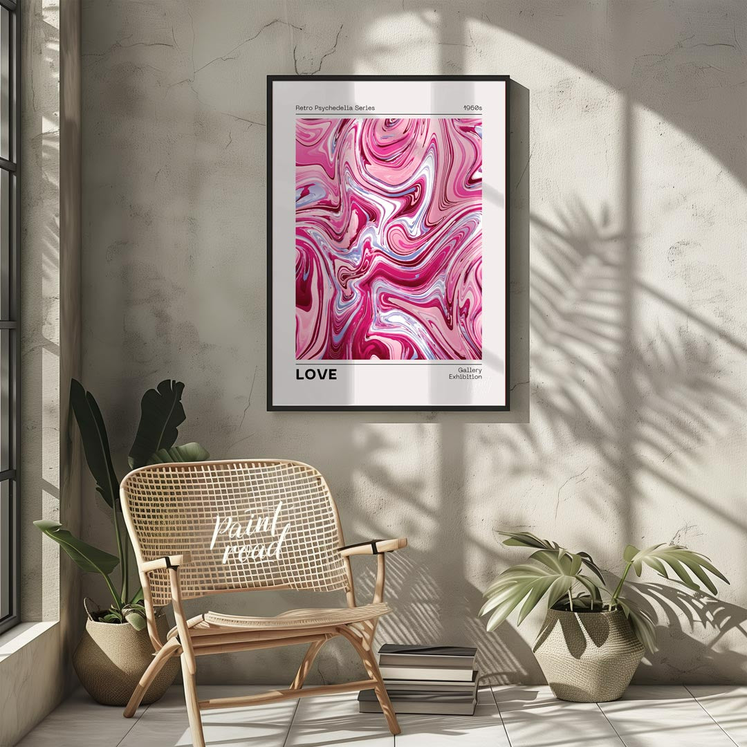 This vibrant and emotive art print, from the “Retro Psychedelia Series” of the “1960s,” displays a … for other