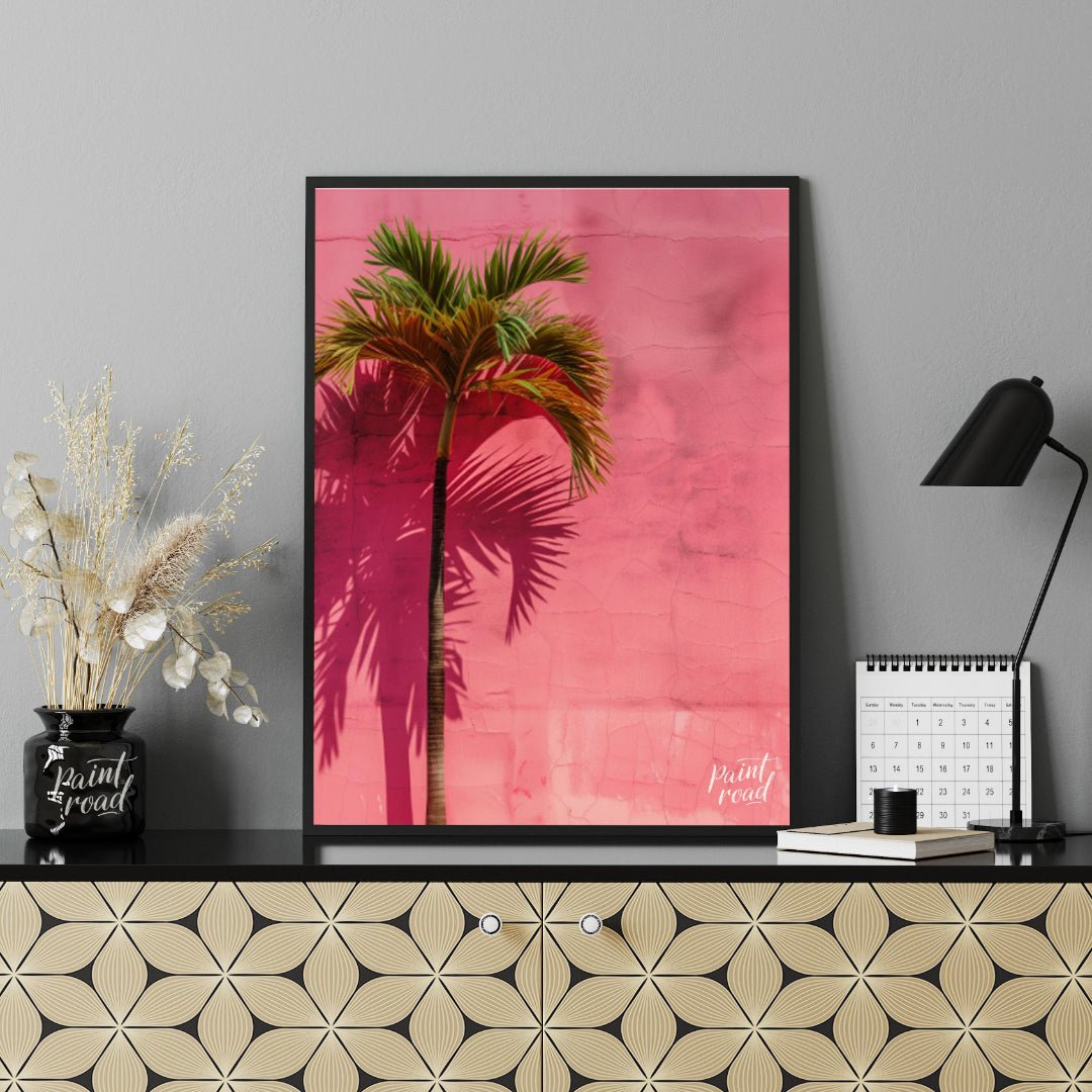 Pink Palm Painting available online at Paintroad showing architectural chic and color