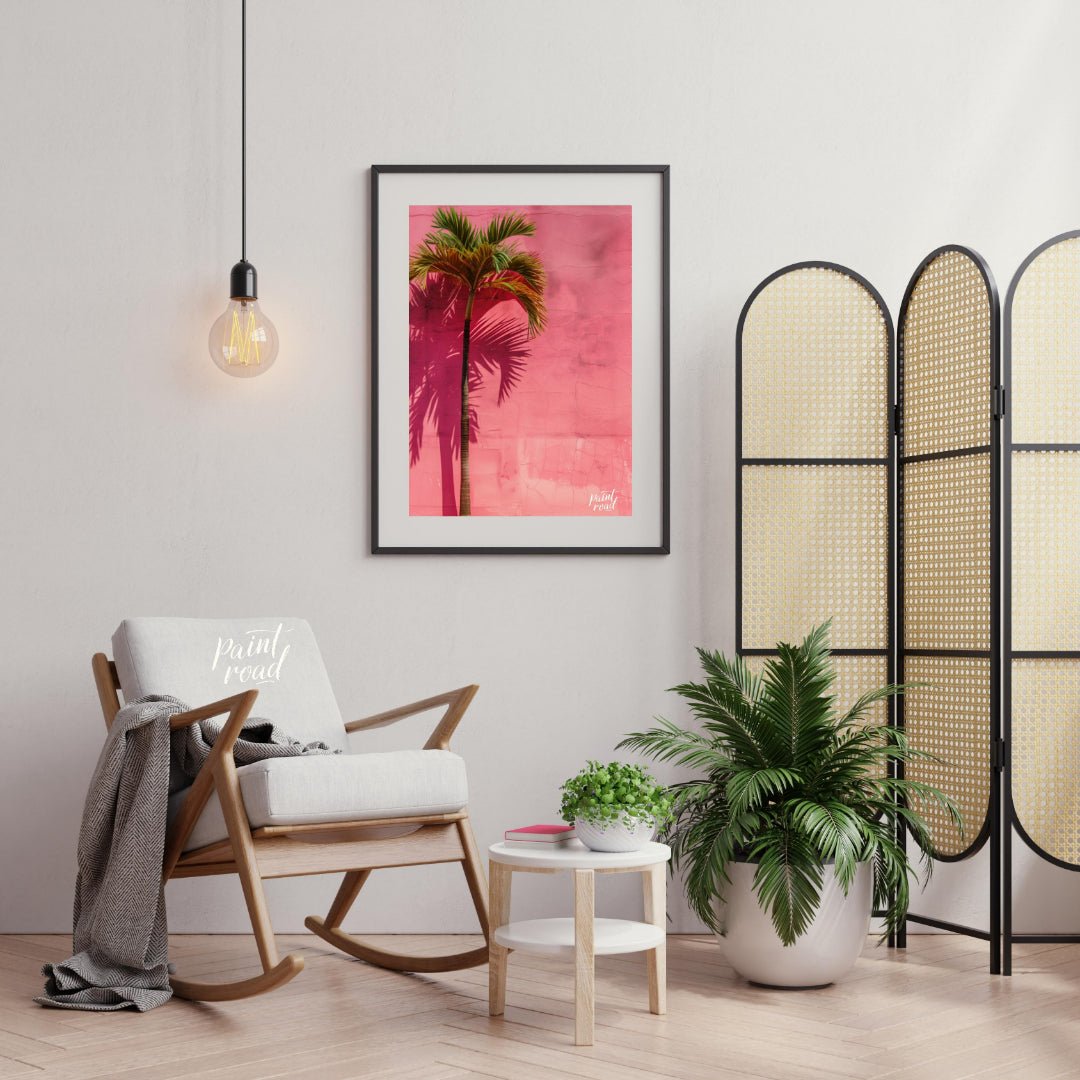 Pink Palm Painting available online at Paintroad showing architectural chic and color