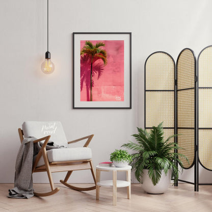 Pink Palm Painting available online at Paintroad showing architectural chic and color