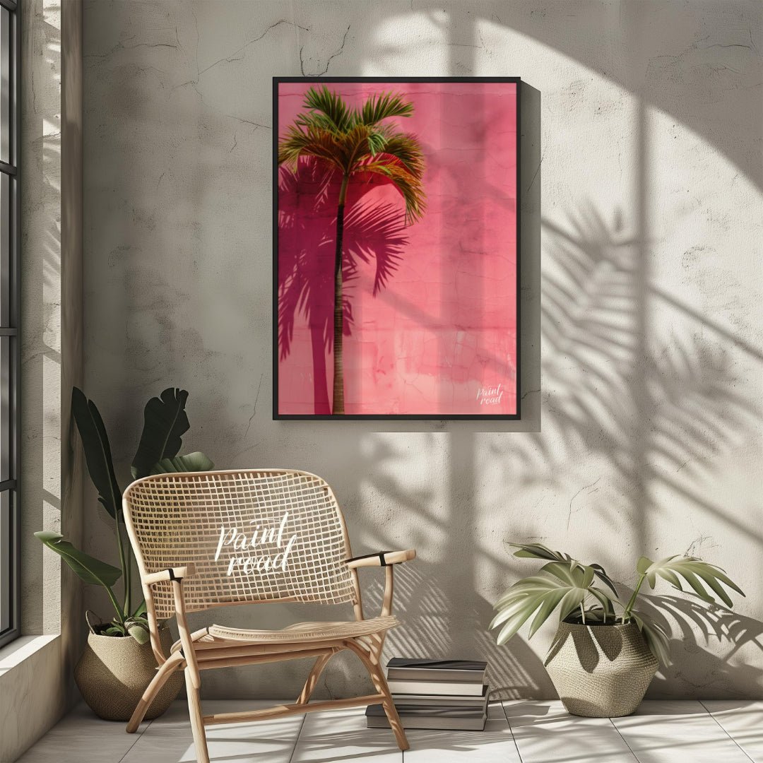 Pink Palm Painting available online at Paintroad showing architectural chic and color