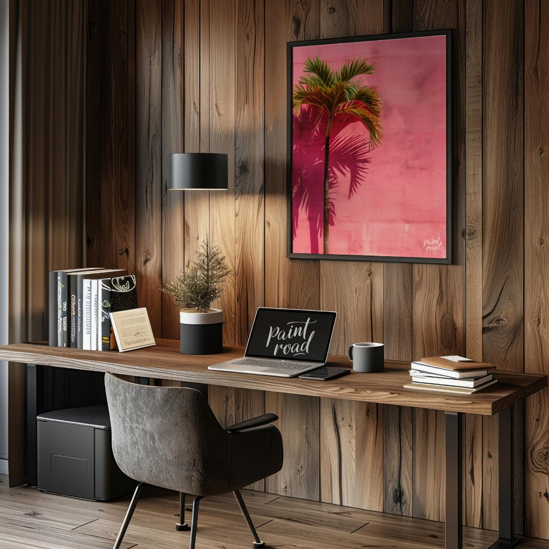 Pink Palm Painting available online at Paintroad showing architectural chic and color