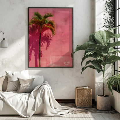 Pink Palm Painting available online at Paintroad showing architectural chic and color