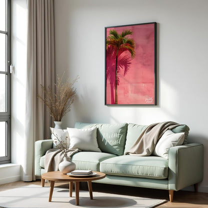 Pink Palm Painting available online at Paintroad showing architectural chic and color