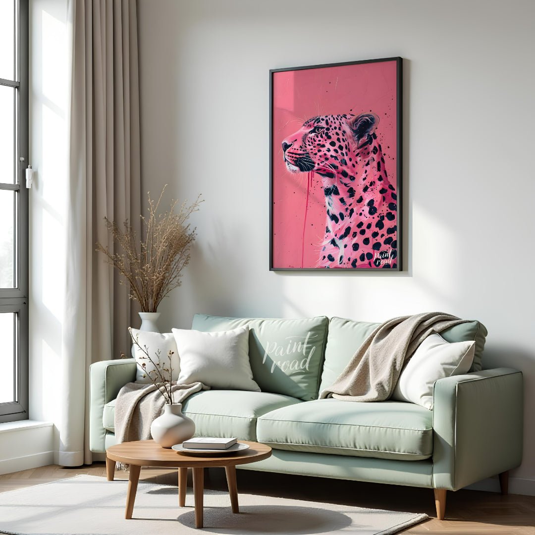 This striking artwork reimagines the majestic leopard in a bold, contemporary style. The artist emp… for living room