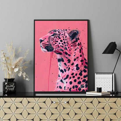 This striking artwork reimagines the majestic leopard in a bold, contemporary style. The artist emp… for office