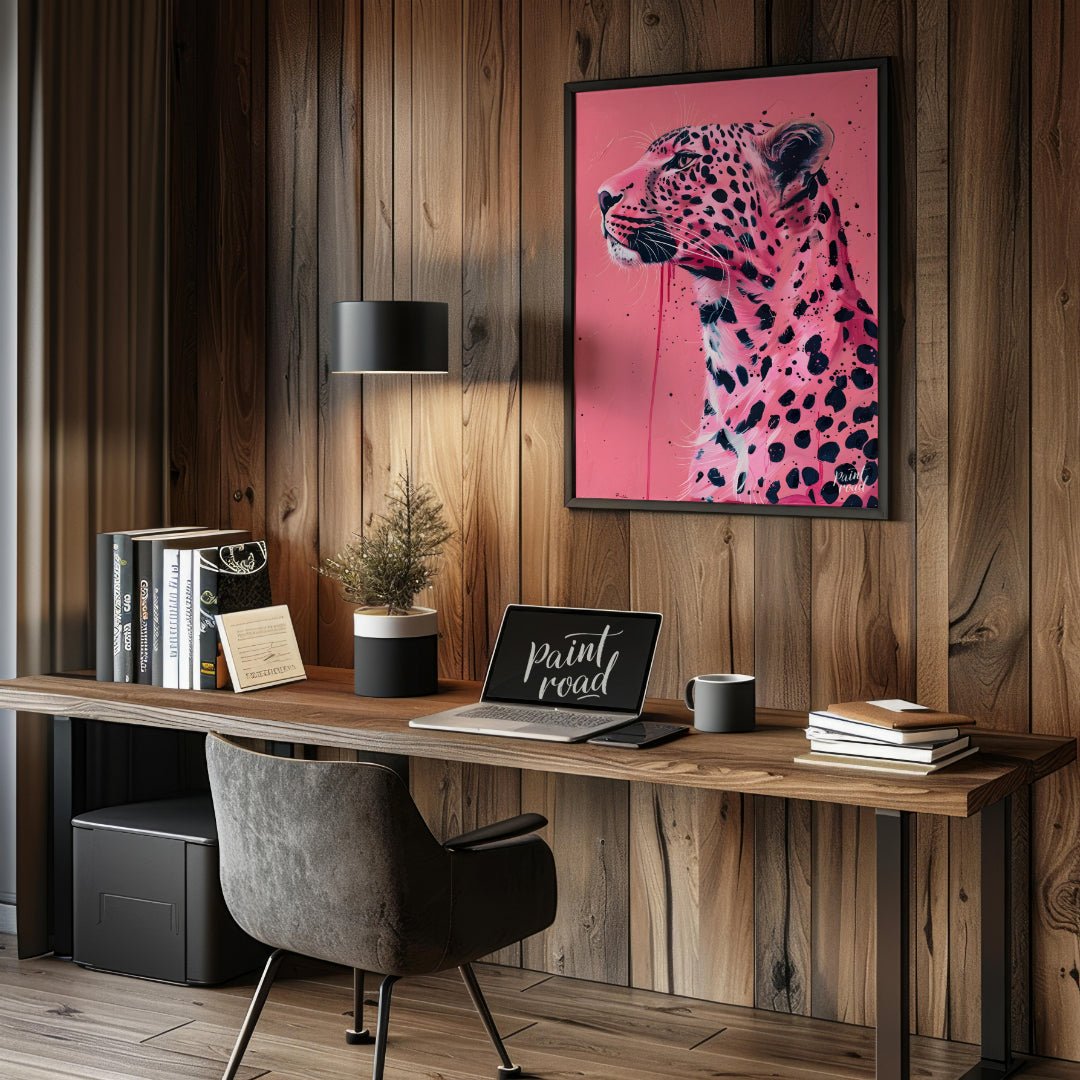 This striking artwork reimagines the majestic leopard in a bold, contemporary style. The artist emp… for office