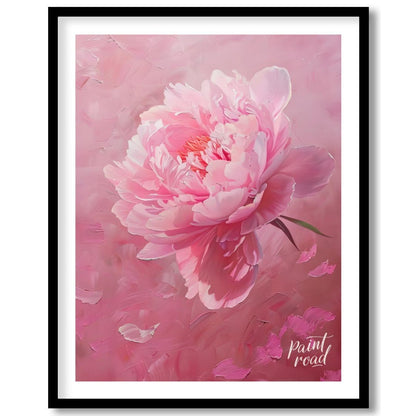 This vibrant art captures the delicate beauty of a single peony blossom in full bloom. Soft pink pe… for abode