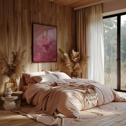 This vibrant art captures the delicate beauty of a single peony blossom in full bloom. Soft pink pe… for bedroom