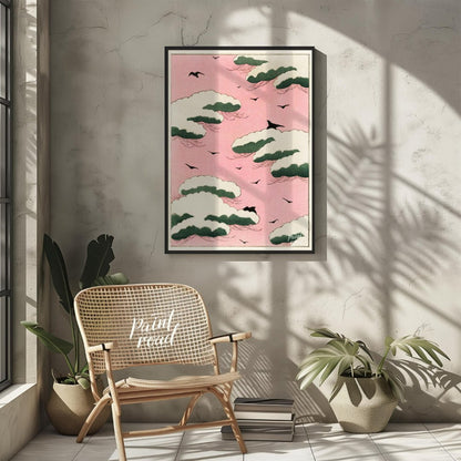 Pink Sky Flight Painting at Pink Sky Flight buy online at Paint Road featuring Asian art avian and beauty