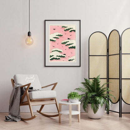 Pink Sky Flight Painting at Pink Sky Flight buy online at Paint Road featuring Asian art avian and beauty