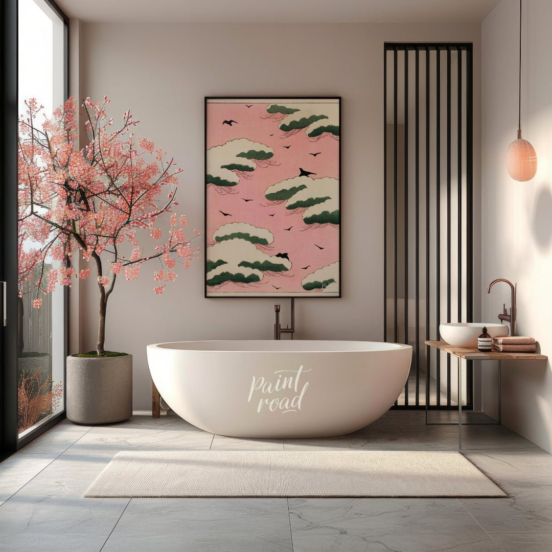 Pink Sky Flight Painting at Pink Sky Flight buy online at Paint Road featuring Asian art avian and beauty