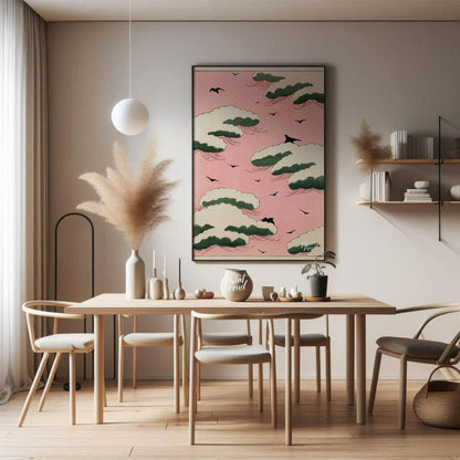 Pink Sky Flight Painting at Pink Sky Flight buy online at Paint Road featuring Asian art avian and beauty
