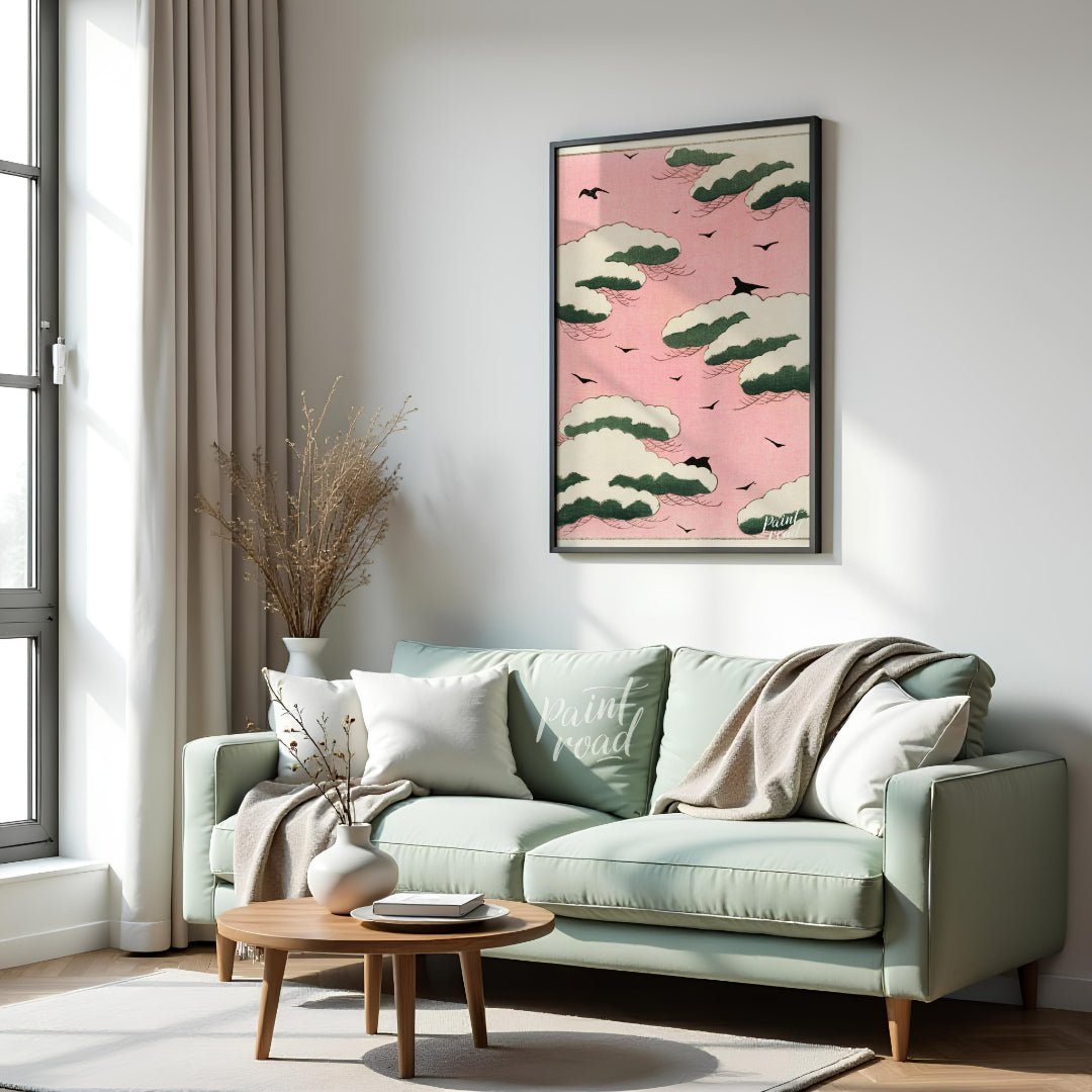 Pink Sky Flight Painting at Pink Sky Flight buy online at Paint Road featuring Asian art avian and beauty