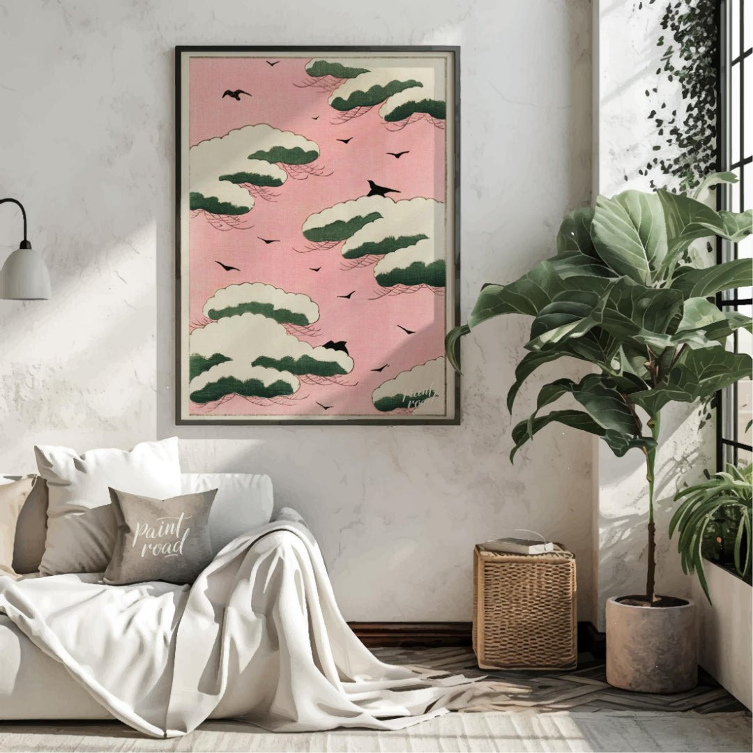 Pink Sky Flight Painting at Pink Sky Flight buy online at Paint Road featuring Asian art avian and beauty