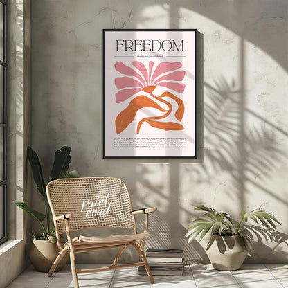 This captivating art print, titled "FREEDOM," presents a powerful message beautifully intertwined w… for living room