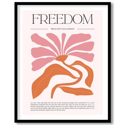 This captivating art print, titled "FREEDOM," presents a powerful message beautifully intertwined w… for sweet home