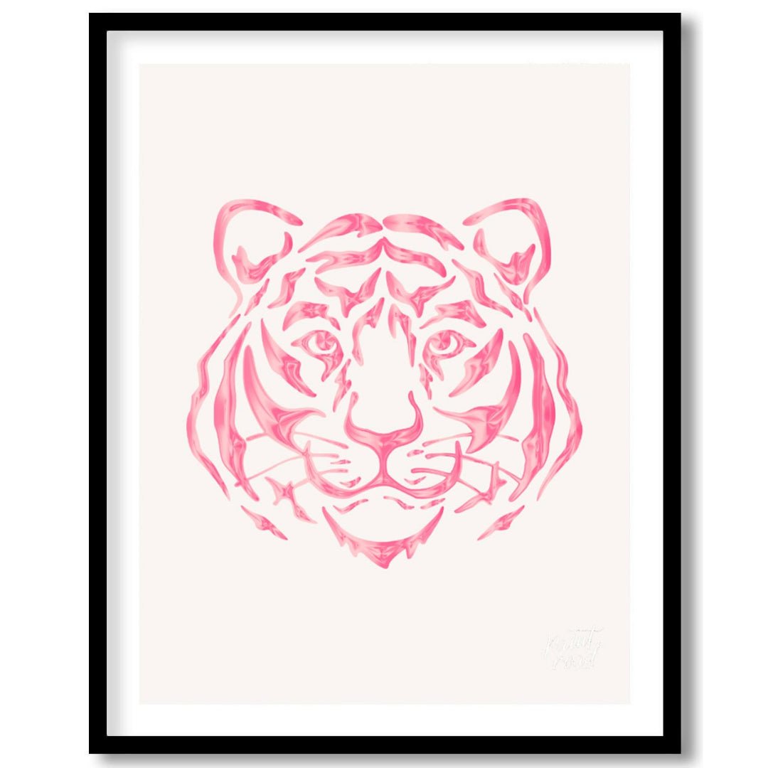 This striking art print features an abstract depiction of a tiger’s head rendered in various shades… for house
