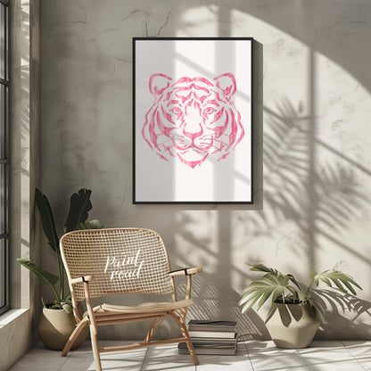 This striking art print features an abstract depiction of a tiger’s head rendered in various shades… for other