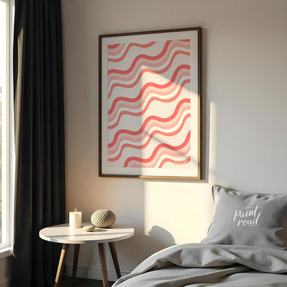 This visually soothing and playful art print features a repetitive pattern of soft, undulating wavy… for bedroom