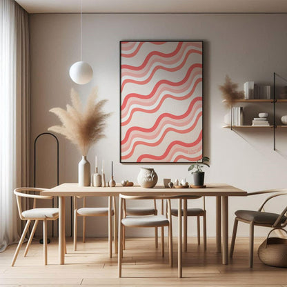 This visually soothing and playful art print features a repetitive pattern of soft, undulating wavy… for dining room
