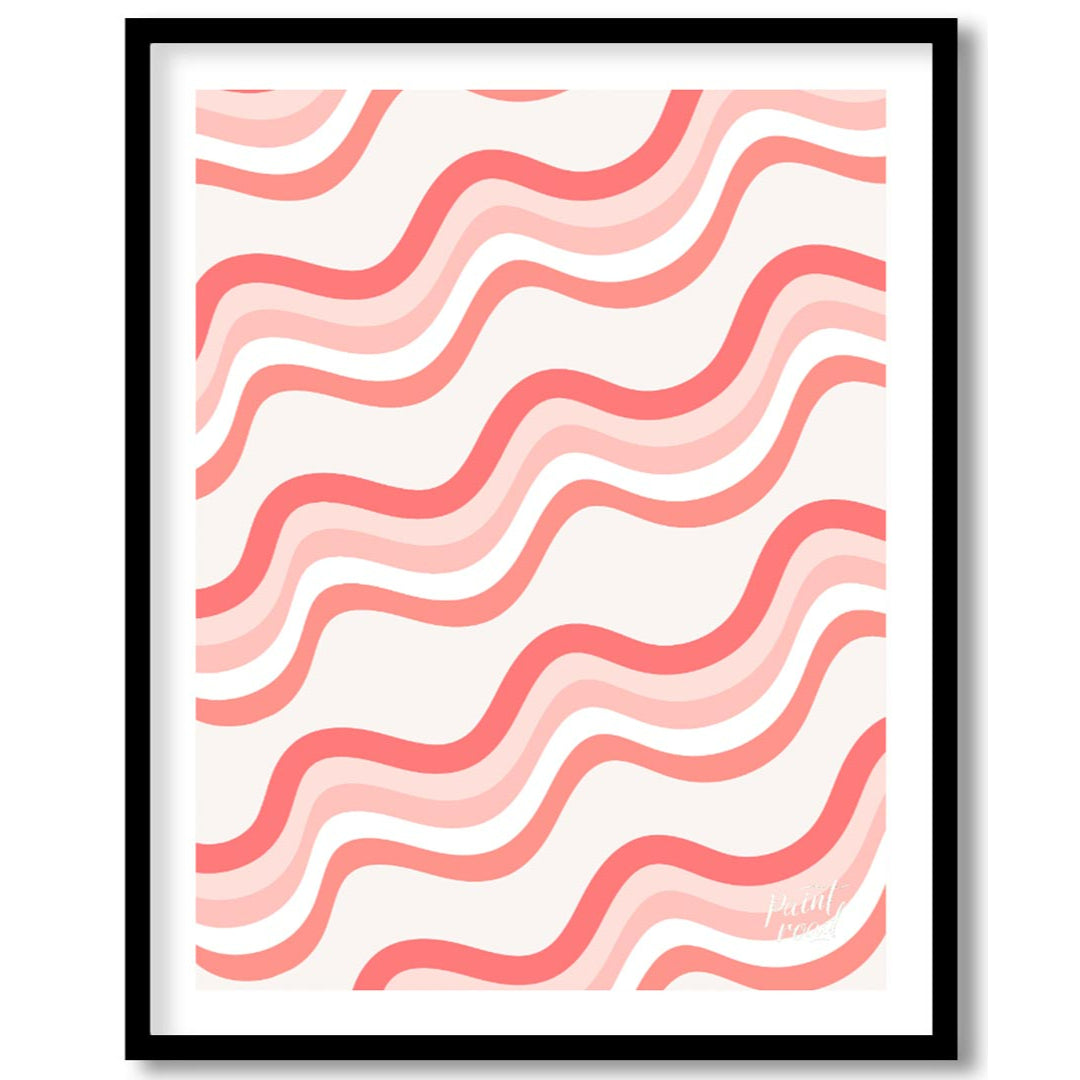 This visually soothing and playful art print features a repetitive pattern of soft, undulating wavy… for home