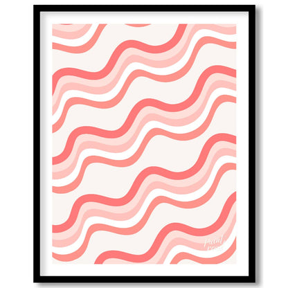 This visually soothing and playful art print features a repetitive pattern of soft, undulating wavy… for home