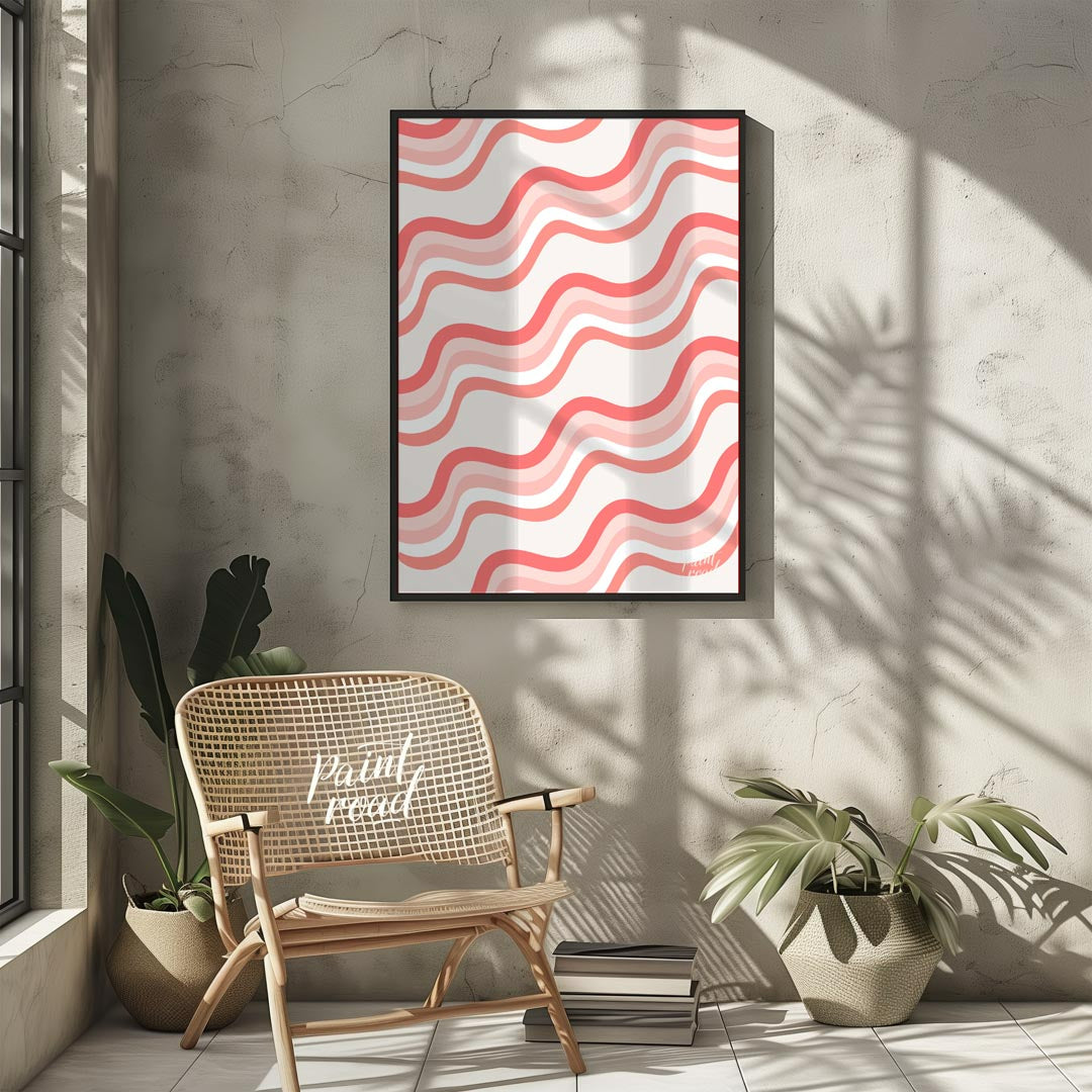 This visually soothing and playful art print features a repetitive pattern of soft, undulating wavy… for other