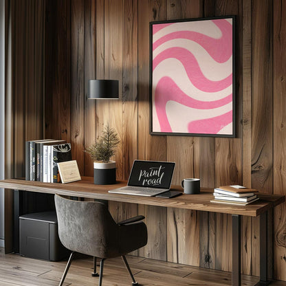 This vibrant and dynamic art print features a mesmerizing pattern of undulating waves or swirls, re… for office