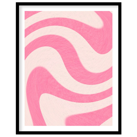 This vibrant and dynamic art print features a mesmerizing pattern of undulating waves or swirls, re… for space