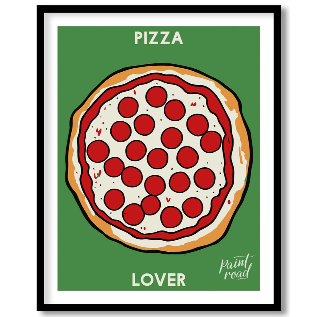This eye-catching poster features a vibrant and inviting illustration of a classic pepperoni pizza,… for space