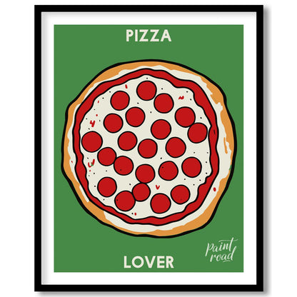 This eye-catching poster features a vibrant and inviting illustration of a classic pepperoni pizza,… for space
