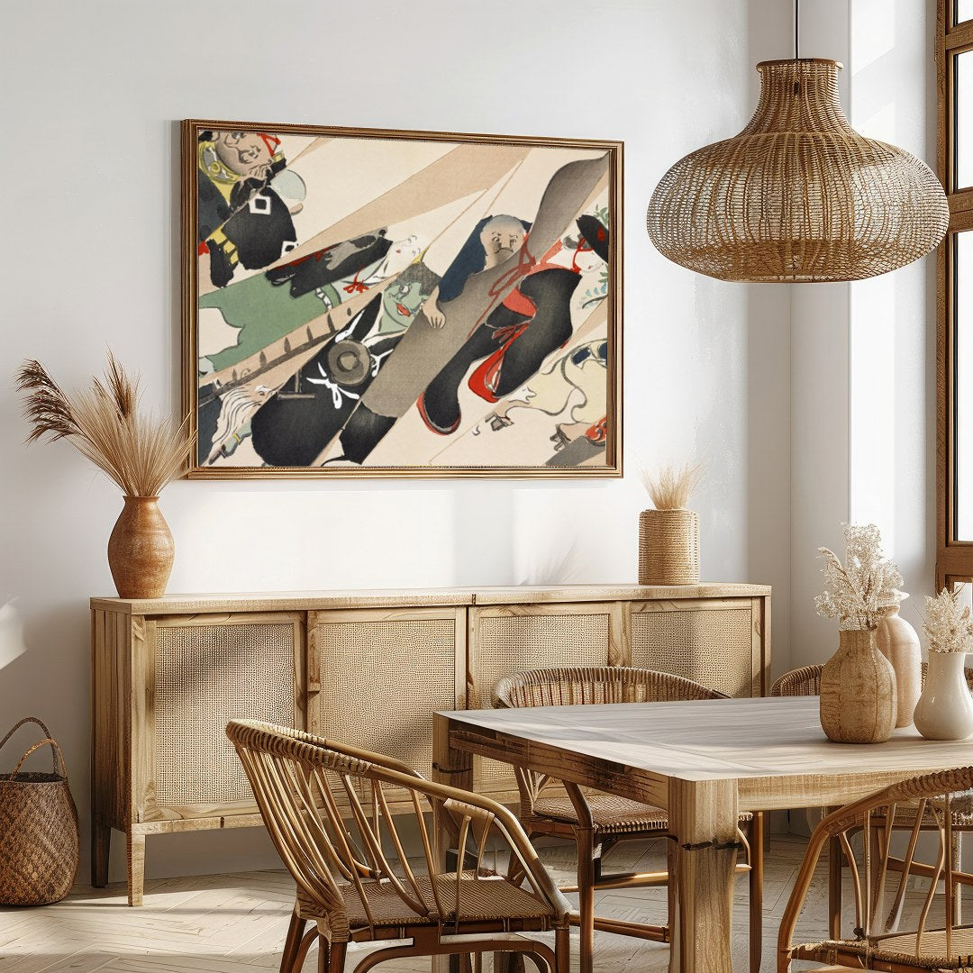 Immerse yourself in the whimsical world of this abstract artwork featuring a playful arrangement of for Dining