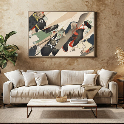 Immerse yourself in the whimsical world of this abstract artwork featuring a playful arrangement of for Family Room