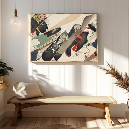 Immerse yourself in the whimsical world of this abstract artwork featuring a playful arrangement of for Hallway