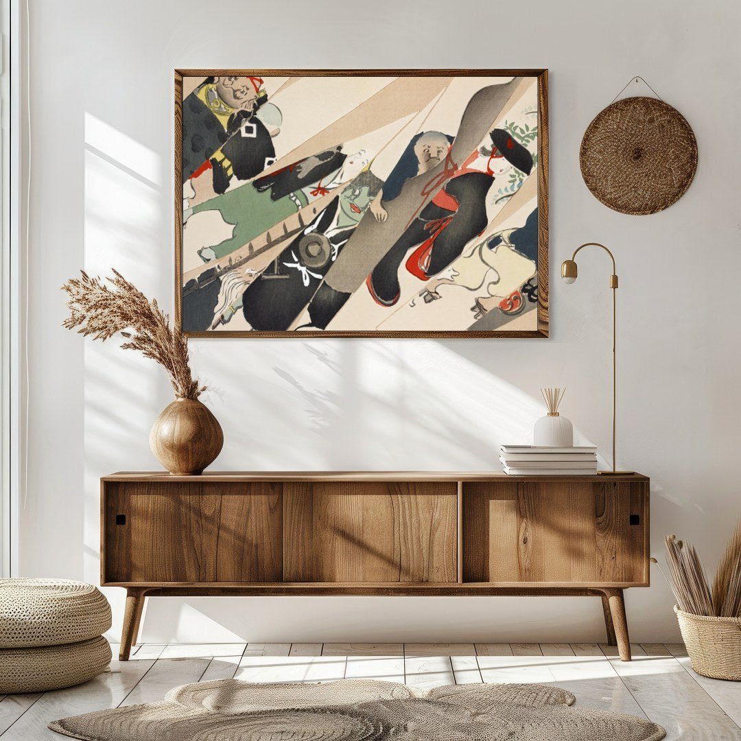 Immerse yourself in the whimsical world of this abstract artwork featuring a playful arrangement of for Sitting Area