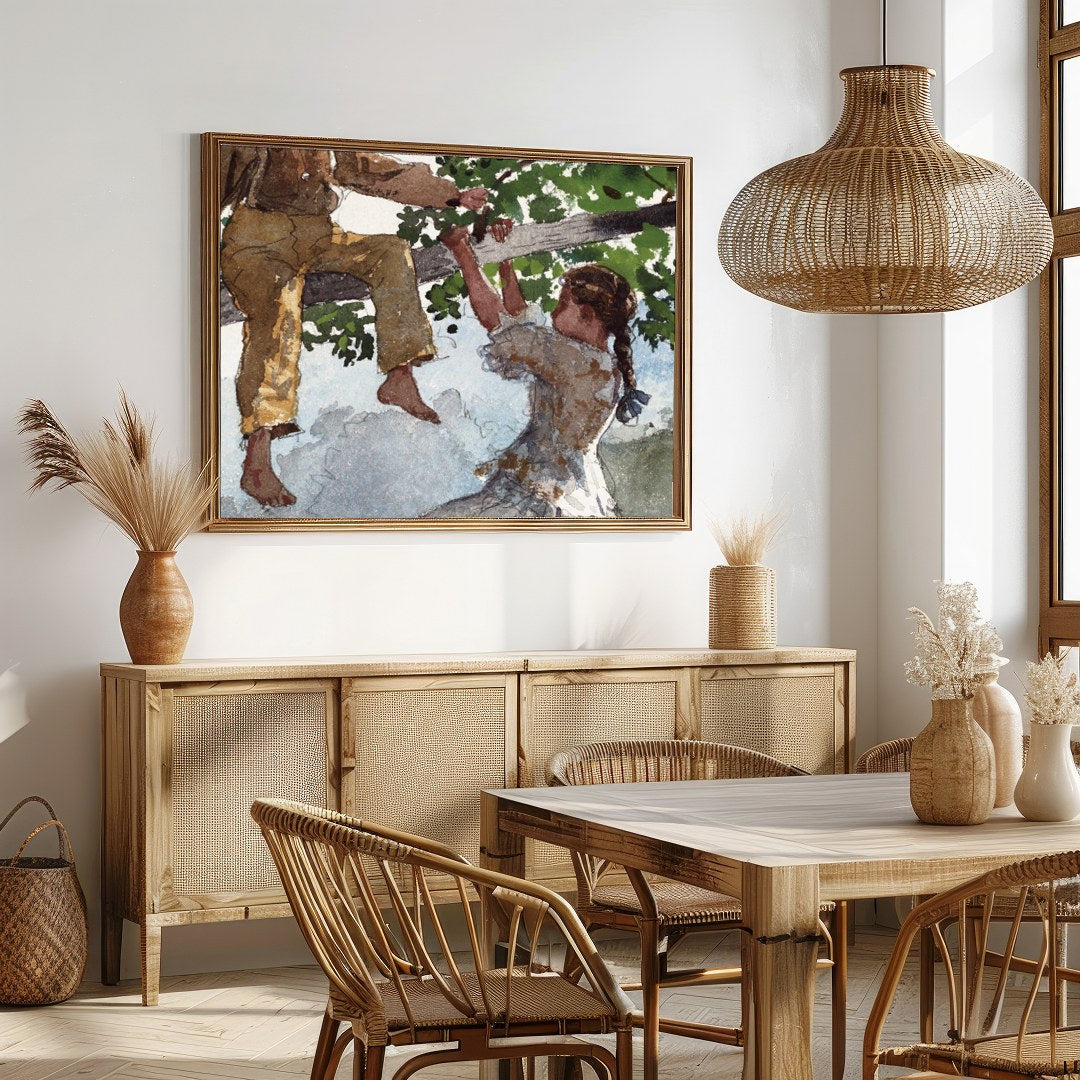 Step into a nostalgic summer day with this charming depiction of childhood play. This captivating for Dining
