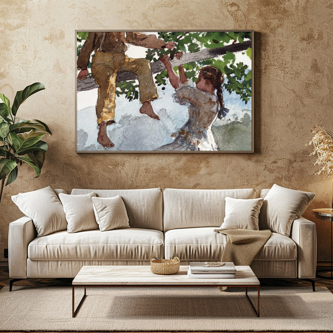 Step into a nostalgic summer day with this charming depiction of childhood play. This captivating for Family Room