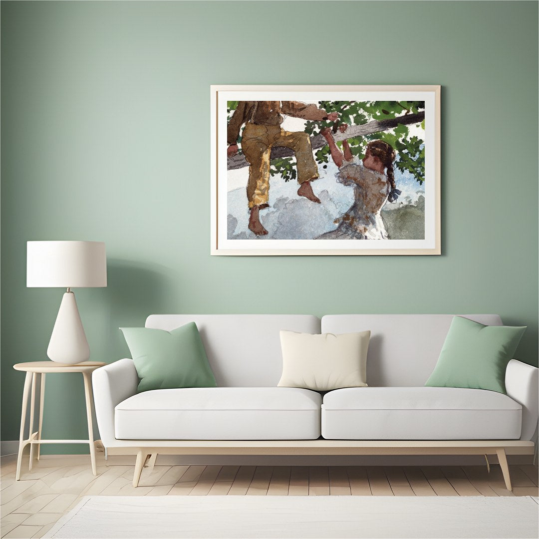 Step into a nostalgic summer day with this charming depiction of childhood play. This captivating for Hall