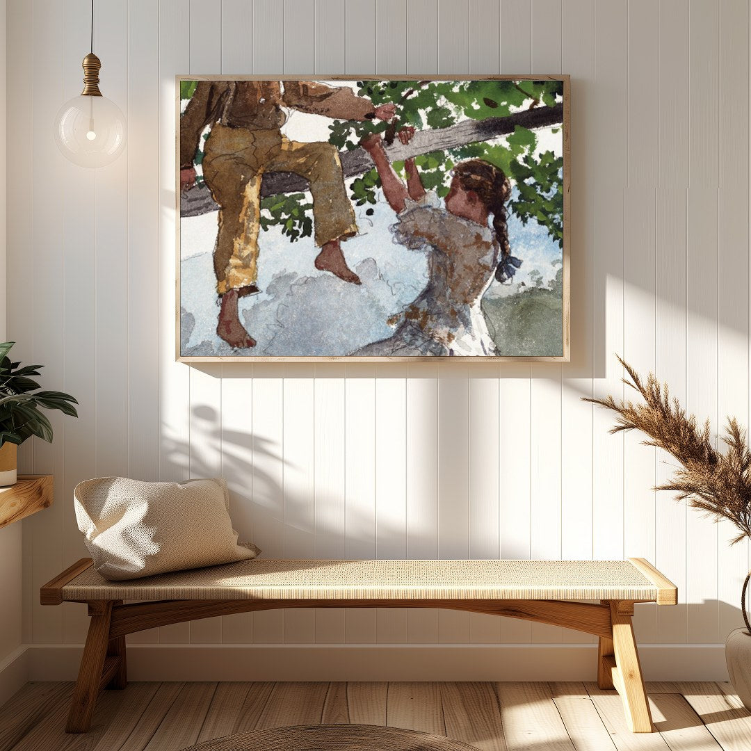 Step into a nostalgic summer day with this charming depiction of childhood play. This captivating for Hallway